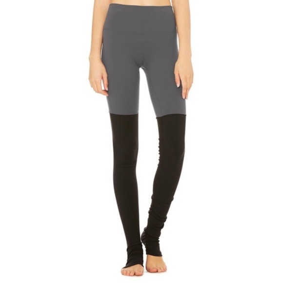 ALO Yoga Pants - ALO YOGA Goddess Midrise Leggings Gray/Black Small